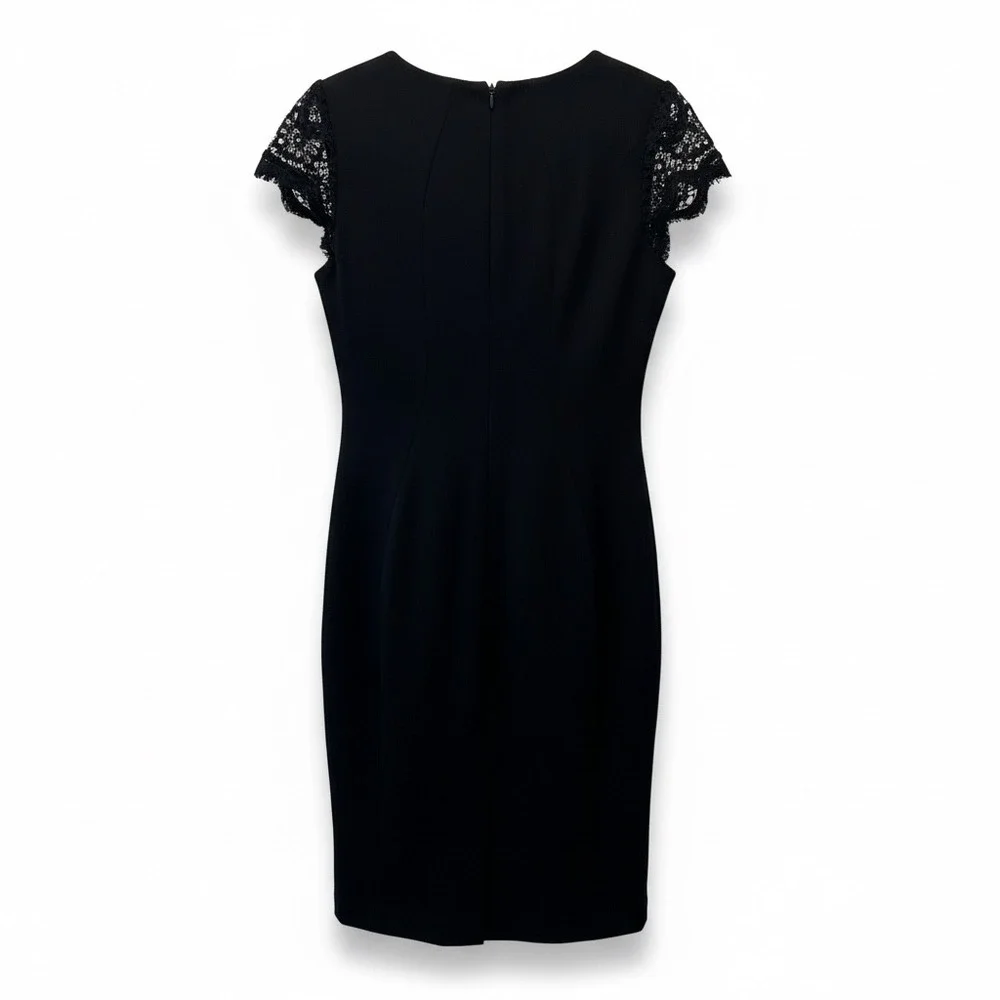 Nanette Lepore Black Lace Cap Sleeve Sheath Dress Size 8 Date Night Party Formal